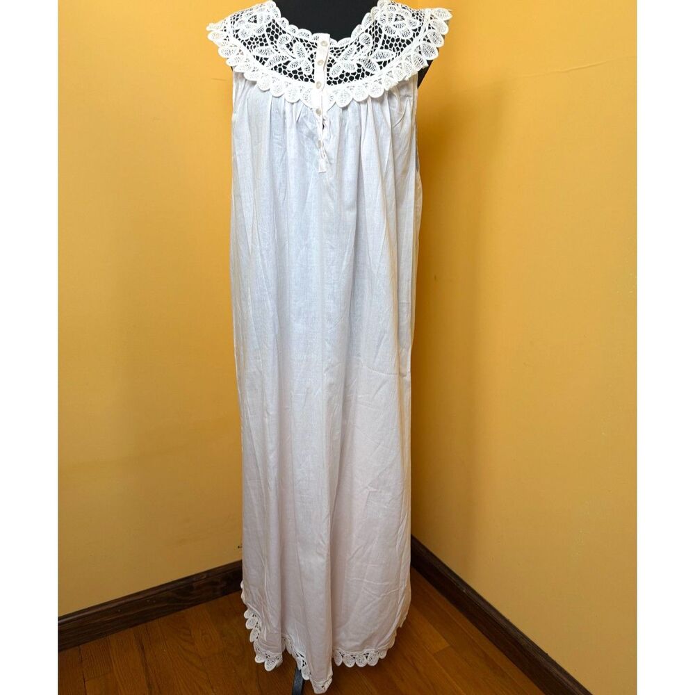 VTG Vandemere Cotton Nightgown NWT White Crocheted Lace Victorian Cottagecore L